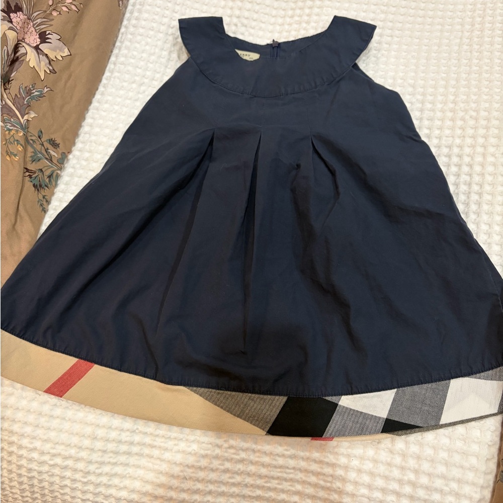 Burberry London Toddler Girl Sleeveless blue navy 100%Cotton A-line Dress XXL